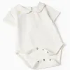 Cotton bodysuit + checked romper B&S for newborn boys, multicolour