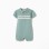 Knitted cotton romper with stripes for newborn boys, light green/white