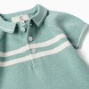 Knitted cotton romper with stripes for newborn boys, light green/white
