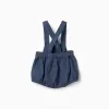 Jumpsuit in linen with adjustable straps You&Me for newborn boys, blue