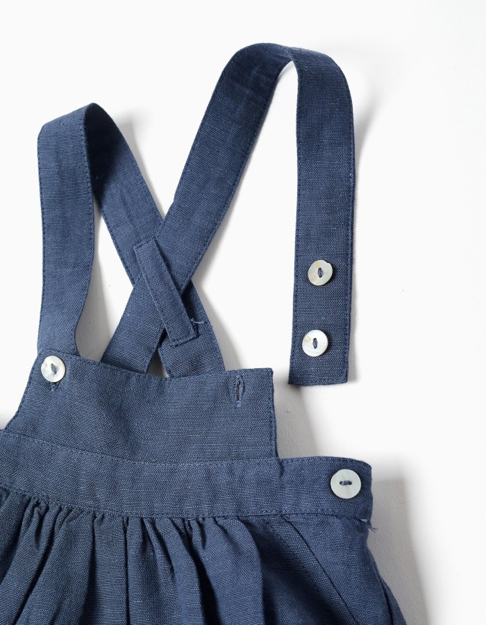 Jumpsuit in linen with adjustable straps You&Me for newborn boys, blue
