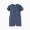 Cotton jumpsuit with embossed lines B&S for newborn boys, indigo