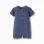 Cotton jumpsuit with embossed lines B&S for newborn boys, indigo