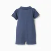Cotton jumpsuit with embossed lines B&S for newborn boys, indigo
