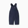 Corduroy dungarees with front pocket for newborn boys, navy blue