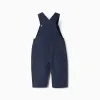 Corduroy dungarees with front pocket for newborn boys, navy blue