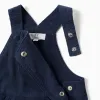 Corduroy dungarees with front pocket for newborn boys, navy blue