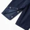 Corduroy dungarees with front pocket for newborn boys, navy blue