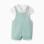 Cotton bodysuit and dungarees set for newborn boys, white/light green