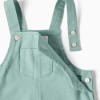 Cotton bodysuit and dungarees set for newborn boys, white/light green