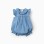 Sleeveless denim romper with ruffles for newborn girls, blue