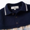 Dual-fabric romper with check pattern for newborn boys, multicolour
