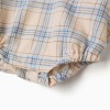 Dual-fabric romper with check pattern for newborn boys, multicolour