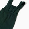 Knitted jumpsuit with ruffled straps for newborn girls, dark green