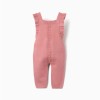 Knitted jumpsuit with ruffled straps for newborn girls, pink