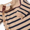 Knitted jumpsuit with stripes for newborn boys, beige/navy blue