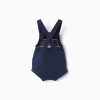 Knitted romper with jacquard pattern for newborns, navy blue