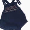 Knitted romper with jacquard pattern for newborns, navy blue