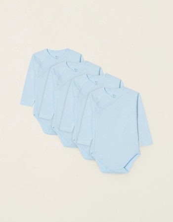 Pack of 4 bodysuits with wrapover for newborns and babies, Blue