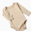 Pack of 4 Cotton Bodysuits for Newborns and Babies 'Pastel', White/Beige
