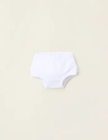 Bloomers with Broderie Anglaise Ruffles for Newborn Girls, White