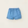 Light Cotton Denim Shorts for Newborns, Blue