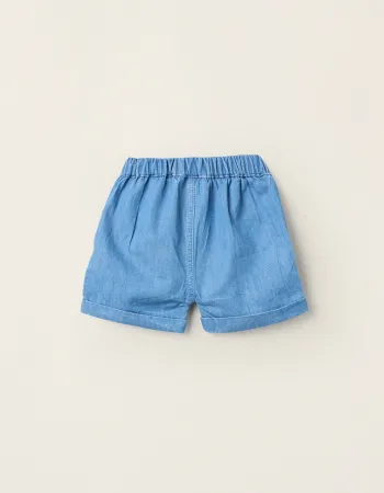 Light Cotton Denim Shorts for Newborns, Blue