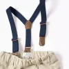 Twill trousers with removable braces for newborn boys, light beige