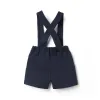 Cotton piqué shorts with braces for newborn boys, dark blue