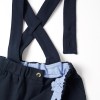 Cotton piqué shorts with braces for newborn boys, dark blue