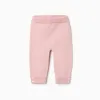 Cotton knit trousers with elastic waist for newborn girls, light pink