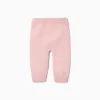 Cotton knit trousers with elastic waist for newborn girls, light pink
