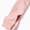 Cotton knit trousers with elastic waist for newborn girls, light pink