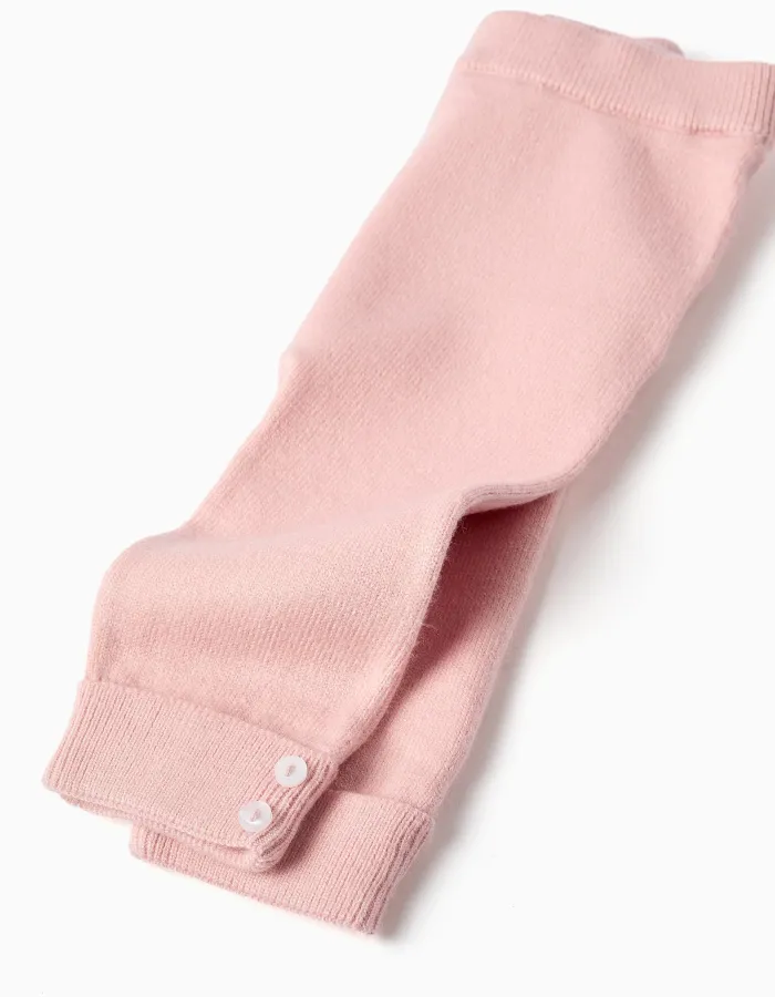 Cotton knit trousers with elastic waist for newborn girls, light pink