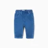 Denim trousers with elastic waist for newborns, blue