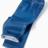 Denim trousers with elastic waist for newborns, blue