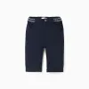 Twill chino trousers with striped tape for newborn boys, dark blue