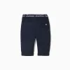 Twill chino trousers with striped tape for newborn boys, dark blue