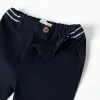 Twill chino trousers with striped tape for newborn boys, dark blue