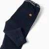 Twill chino trousers with striped tape for newborn boys, dark blue