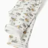 Brushed trousers with house and tree motif for newborns, white