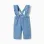 Denim trousers with removable straps for newborn girls, blue