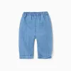 Cotton denim trousers with elastic waistband for newborns, blue