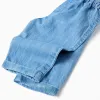 Cotton denim trousers with elastic waistband for newborns, blue