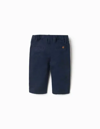 Twill trousers for newborn boys, navy blue