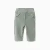 Corduroy leggings with ruffles for newborn girls, light green