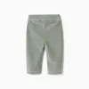 Corduroy leggings with ruffles for newborn girls, light green