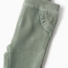 Corduroy leggings with ruffles for newborn girls, light green