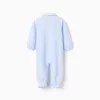 Velours Sleepsuit with Pleated Detail for Newborns, Blue