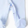 Velours Sleepsuit with Pleated Detail for Newborns, Blue